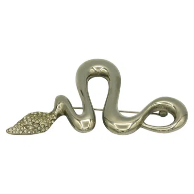 Pre-owned Jean Louis Scherrer Vintage Massive Jewelled Silver Tone Snake Brooch In Multi