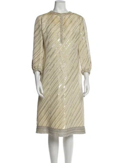 Pre-owned Jean Louis Scherrer Vintage Midi Length Dress In Neutral