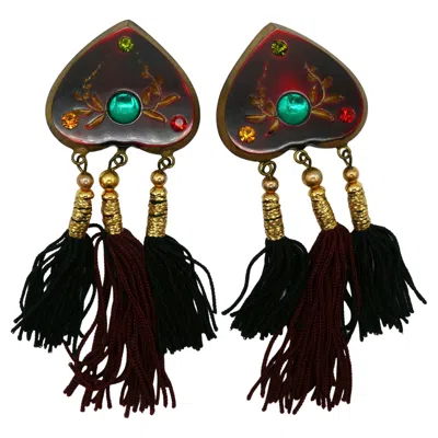 Pre-owned Jean Louis Scherrer Vintage Russian Inspired Tassel Dangling Earrings In Multi