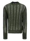 Jean-luc A. Lavelle Open-knit Crew-neck Sweater In Green