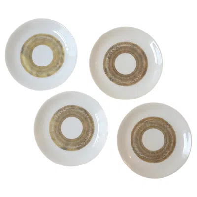 Pre-owned Jean Luce Porcelain Small Plates, French Modernism, Set Of 4 In Gray