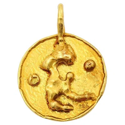 Pre-owned Jean Mahie 22k Gold Sculptural Abstract Pendant In Multi