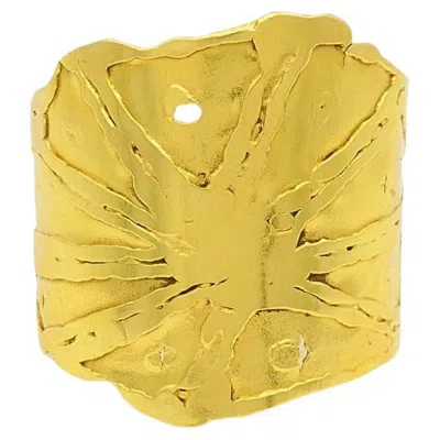 Pre-owned Jean Mahie 22k Gold Wide Cuff Bracelet In Multi