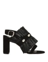 Jean-michel Cazabat Woman Sandals Black Size 11 Leather, Textile Fibers In Black
