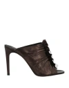 Jean-michel Cazabat Woman Sandals Bronze Size 8 Soft Leather In Yellow