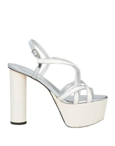 Jean-michel Cazabat Woman Sandals Silver Size 7.5 Leather