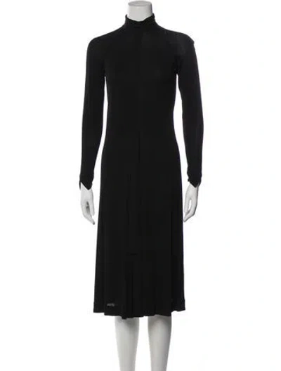 Pre-owned Jean Muir Mock Neck Midi Length Dress In Gray