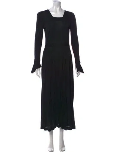 Pre-owned Jean Muir Square Neckline Long Dress In Black