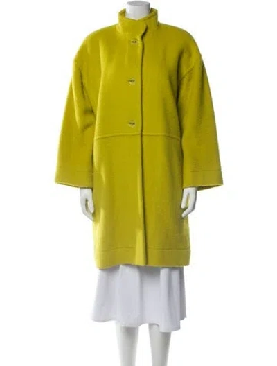 Pre-owned Jean Muir Vintage 1980's Coat In Yellow