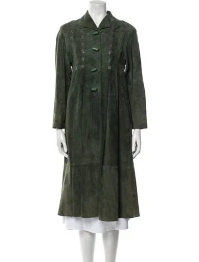 Pre-owned Jean Muir Vintage Late 1970's - Early 1980's Trench Coat In Green