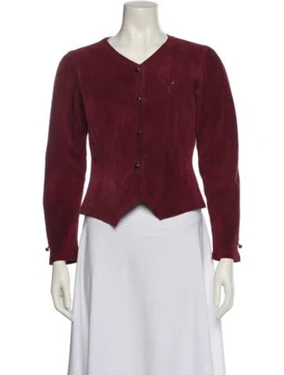 Pre-owned Jean Muir Vintage Leather Evening Jacket In Burgundy