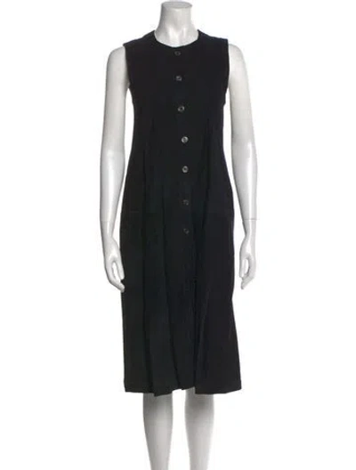 Pre-owned Jean Muir Vintage Midi Length Dress In Black