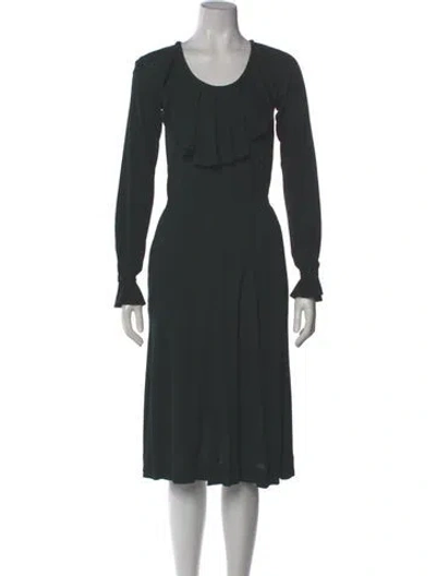 Pre-owned Jean Muir Vintage Midi Length Dress In Black