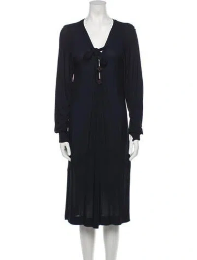 Pre-owned Jean Muir Vintage Midi Length Dress In Blue