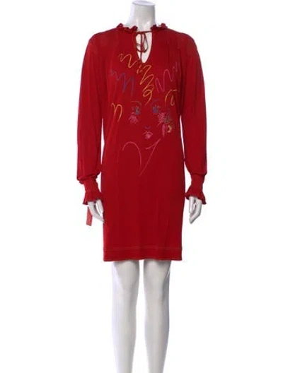 Pre-owned Jean Muir Vintage Mini Dress In Red