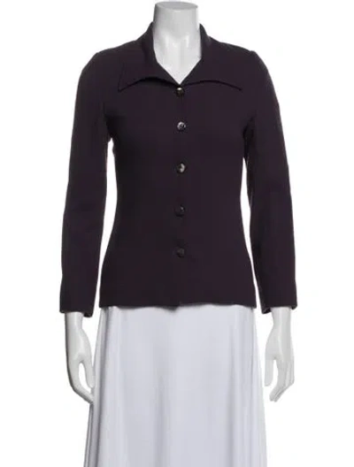 Pre-owned Jean Muir Wool Blazer In Purple