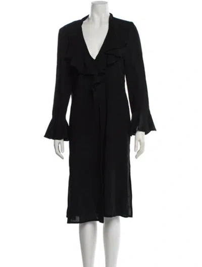 Pre-owned Jean Muir Wool Midi Length Dress In Black