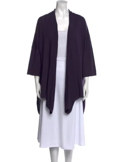 Pre-owned Jean Muir Wool Open Front Sweater In Purple