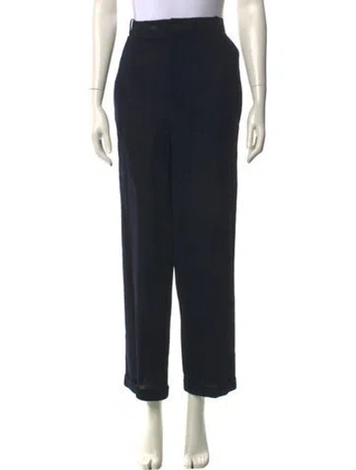 Pre-owned Jean Muir Wool Straight Leg Pants In Black