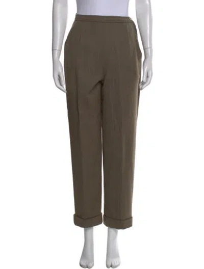 Pre-owned Jean Muir Wool Straight Leg Pants W/ Tags In Green