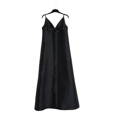 Pre-owned Jean Patou 1960s Robe Soir Noir Soie Fr34 Black Silk Maxi Dress Gown Uk6 Us2