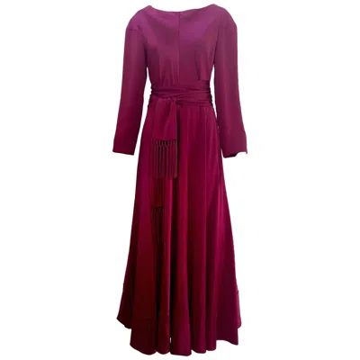 Pre-owned Jean Patou 1970s  Burgundy Plum Silk Charmeuse Gown In Red