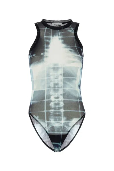 Jean Paul Gaultier Printed Mesh Bodysuit In Multi