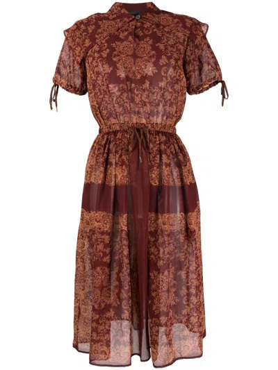 Pre-owned Jean Paul Gaultier 1980s Abstract-print Midi Dress In Brown