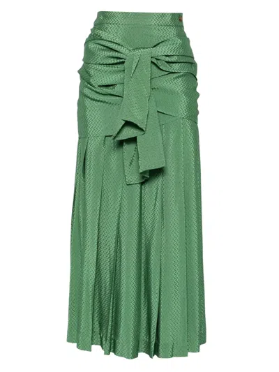 Pre-owned Jean Paul Gaultier 1980s Patterned-jacquard Maxi Skirt In Green