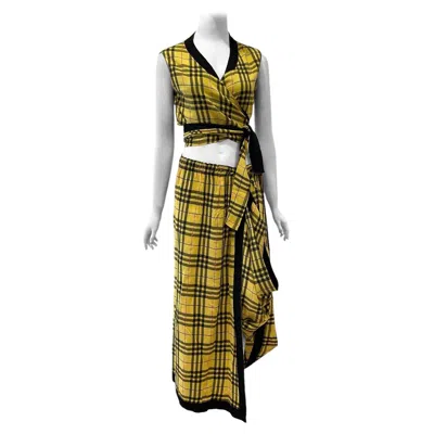 Pre-owned Jean Paul Gaultier 1984  Yellow Plaid "clueless" Crop Top And Maxi Skirt