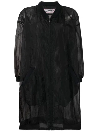 Pre-owned Jean Paul Gaultier 1985 Sheer Zipped Coat In Black