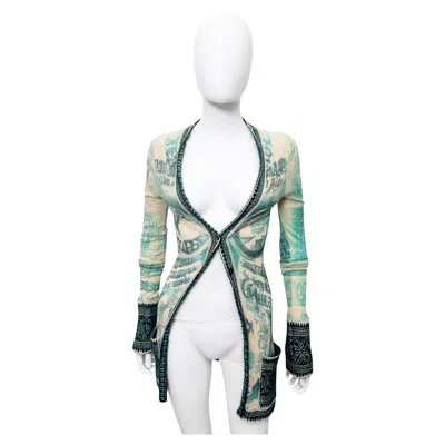 Pre-owned Jean Paul Gaultier 1990's Tribal Acqua Green Wool Cardigan