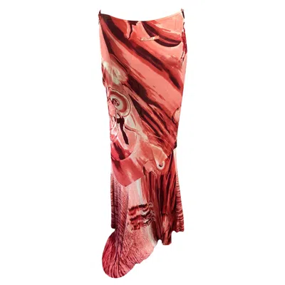 Pre-owned Jean Paul Gaultier 1990's Vintage Abstract People Print Maxi Skirt In Pink