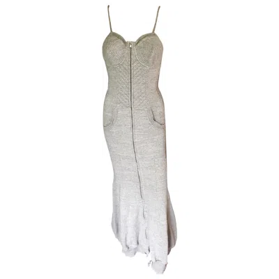 Pre-owned Jean Paul Gaultier 1990's Vintage Gray Cone Bra Corset Long Dress