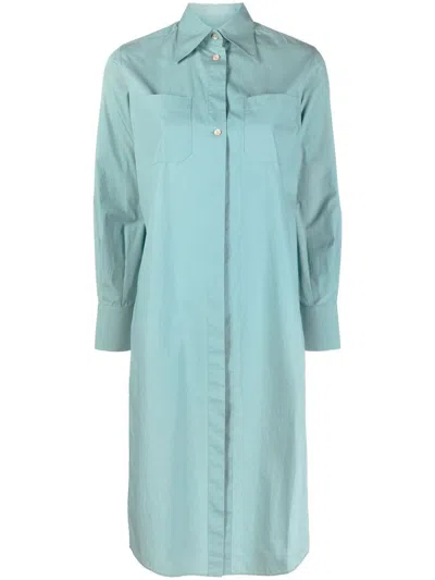 Pre-owned Jean Paul Gaultier 1990s Asymmetric Cotton Shirt In Blue