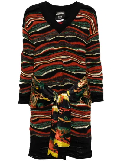 Pre-owned Jean Paul Gaultier 1990s Belted Knit Dress In Red