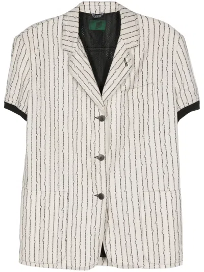 Pre-owned Jean Paul Gaultier 1990s Bone-motif Striped Jacket In 中性色