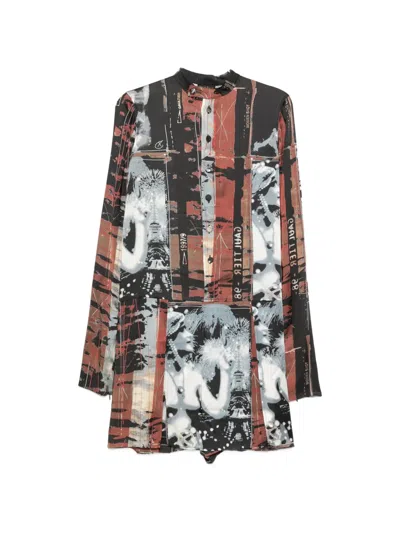 Pre-owned Jean Paul Gaultier 1990s Graphic-print Mini Dress In Black