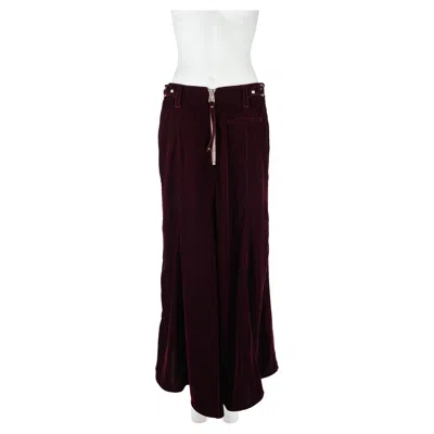 Pre-owned Jean Paul Gaultier 1990s  Burgundy Velvet Maxi Skirt It 46 With Zip In Red