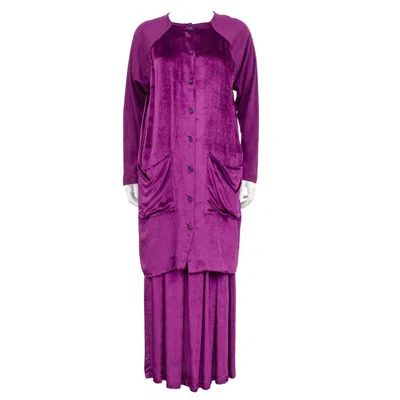 Pre-owned Jean Paul Gaultier 1990s  Fuschia Velvet And Wool Jersey Ensemble In Pink