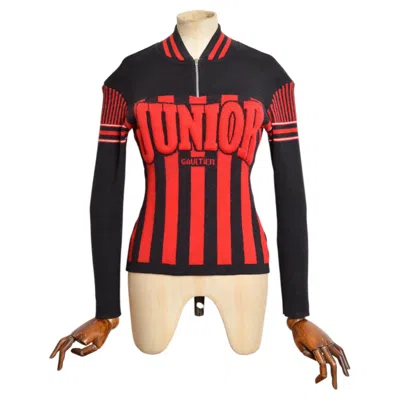 Pre-owned Jean Paul Gaultier 1990s  Logo Knit Red & Black Wool Sweater - Jumper