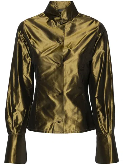 Pre-owned Jean Paul Gaultier 1990s Metallic-sheen Silk Shirt In Green
