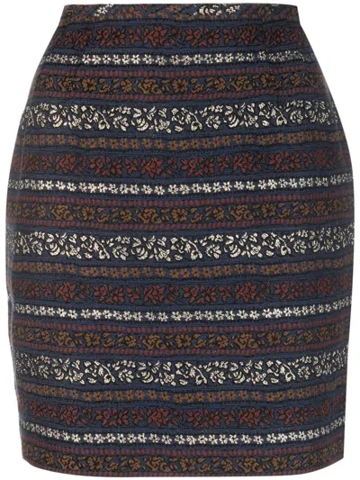 Pre-owned Jean Paul Gaultier 1990s Patterned-jacquard Skirt In Blue