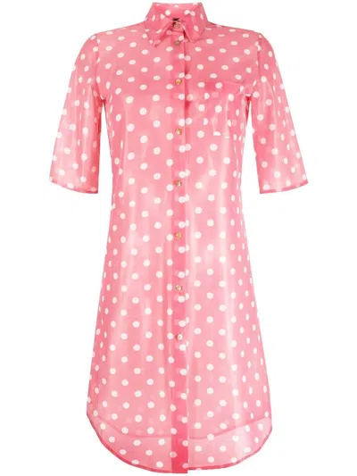 Pre-owned Jean Paul Gaultier 1990s Polka-dot Sheer Shirtdress In Pink