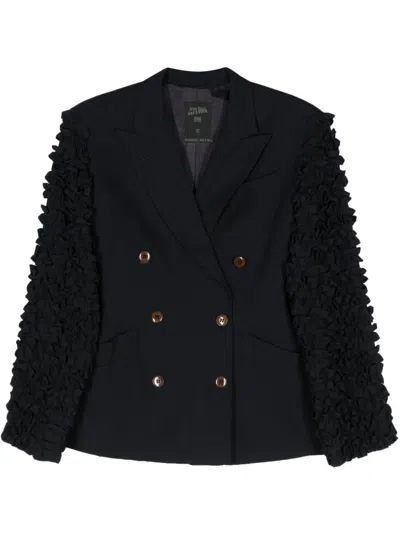 Pre-owned Jean Paul Gaultier 1990s Ruffled-detail Blazer In Blue
