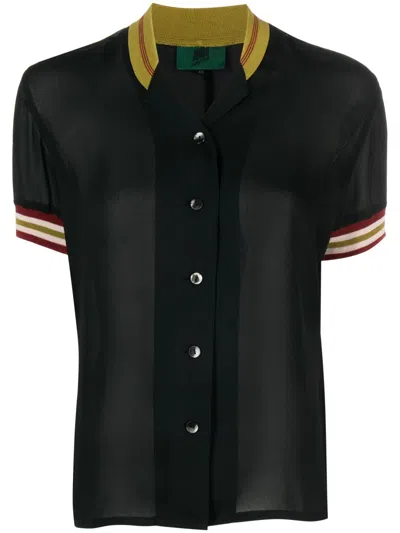 Pre-owned Jean Paul Gaultier 1990s Semi-sheer Short-sleeve Shirt In Black