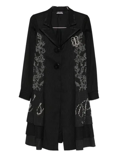 Pre-owned Jean Paul Gaultier 1990s Striped-pattern Coat In Black