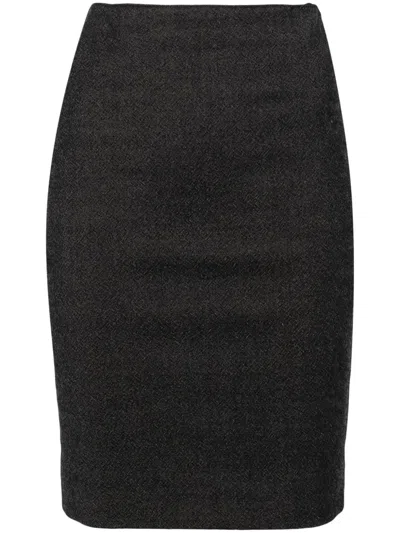 Pre-owned Jean Paul Gaultier 1990s Wool Pencil Skirt In 灰色