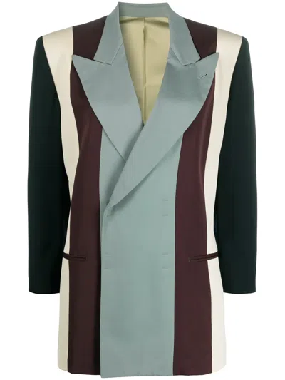 Pre-owned Jean Paul Gaultier 1994 Colour-block Striped Blazer In Blue