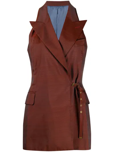 Pre-owned Jean Paul Gaultier 1995 Sleeveless Peaked Waistcoat In Red